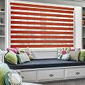 Moonga Polyester Curtain/Zebra Blinds for Windows and Doors with Dual Shade, Horizontal Stripes, Sheer and Solid Fabric, Light Control/Blackout Blinds, Waterproof (RED) Width 90XHEIGHT 150CM