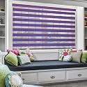 Moonga Polyester Curtain/Zebra Blinds for Windows and Doors with Dual Shade, Horizontal Stripes, Sheer and Solid Fabric, Light Control/Blackout Blinds, Waterproof (Violet) Width 96XHEIGHT 150CM