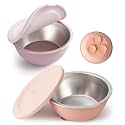 Moonkie Baby Bowls with Suction, Stainless Steel &amp; Silicone Toddler Bowls with Lids, Seamless One-Piece Design Silicone Bowls for Babies 4 Months+, 13oz, BPA-Free, Lead-Free, Dishwasher Safe, 2 Pack