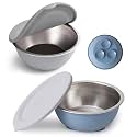 Moonkie Baby Suction Bowls for Self-Feeding: 3 Strong Suction Bases Prevent Spills - Seamless One-Piece Design for Easy Cleanup - Stainless Steel &amp; Silicone Toddler Bowls with Lids - 13 oz 2 Pack