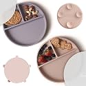 Moonkie Suction Plates for Baby | 100% Silicone BPA-Free Baby Plates with Lids and Food Cover | Divided Design | Microwave and Dishwasher Safe | Toddler Plates 2 Pack