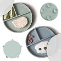 Moonkie Suction Plates for Baby | 100% Silicone BPA-Free Baby Plates with Lids and Food Cover | Divided Design | Microwave and Dishwasher Safe | Toddler Plates 2 Pack