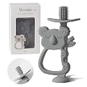 Moonkie Teething Toy, Safe &amp; Easy to Hold BPA Free Silicone Teethers, 360° Baby Toothbrush with Suction Base, Teether Toys Best for Babies 6-12 Months (Koala Lunar Grey)