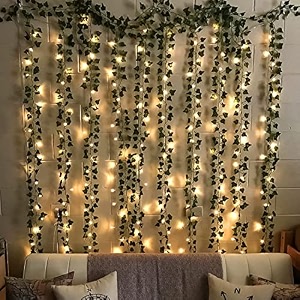 moonlitdreams aesthetic room decor items home decoration items for living room fairy lights40ft long wall decor items for bedroom home decor for living room bedroom 4 green vines amp 1 led light