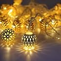 MoonlitDreams Diwali Decoration Lights – 3M 14LED Moroccan Metal Ball LED String Lights | Warm White Fairy Lights for Home, Pooja Room, Balcony, Festival & Party Decor