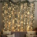 MoonlitDreams LED String Lights, 2.1 Metre Artificial Money Plant Vine with 30 Warm White Lights, Battery Operated Decorative Garland for Indoor Home Bedroom Wall Decorations