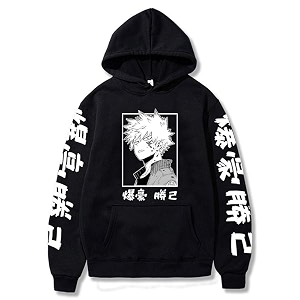 MOONSHINE Printed Anime Cotton Fleece Hoodie Black