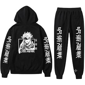 MOONSHINE Printed Anime Cotton Fleece Hoodie Black