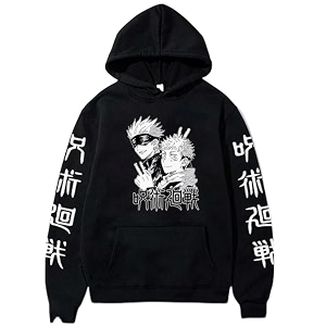MOONSHINE Printed Anime Cotton Fleece Hoodie Black