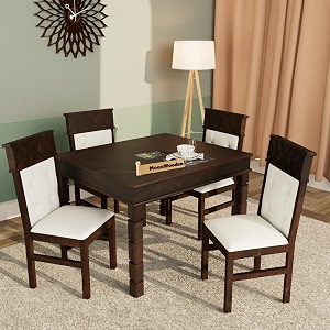 moonwooden sheesham wood 6 seater dining table with cushion chairs wooden dining room set six seater dinner table furniture for living room home and restaurant honey finish