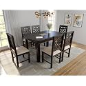 MoonWooden Sheesham Wooden Dining Table 6 Seater with Cushioned Chair | Solid Wood | Dining Table with 6 Chairs for Home Hotel &amp; Restaurant| Finish Color- Dark Walnut