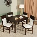 MoonWooden Sheesham Wood 6 Seater Dining Table with Cushion Chairs Wooden Dining Room Set Six Seater Dinner Table Furniture for Living Room Home and Restaurant (Honey Finish)