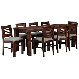 moonwooden sheesham wood 8 seater dining table with 8 chairs for home dining room kitchen hotel solid wooden eight seater dining set dark brown finish