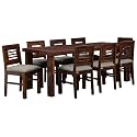 MoonWooden Sheesham Wood 8 Seater Dining Table with 8 Chairs for Home Dining Room Kitchen Hotel Solid Wooden Eight Seater Dining Set (Dark Brown Finish)