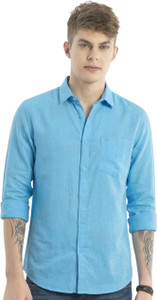 MOONXS Men Solid Casual Blue Shirt