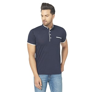men39s cotton blend half sleeve henley t-shirt