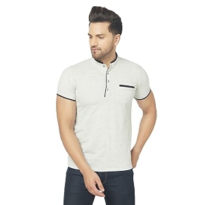 men39s cotton blend half sleeve henley t-shirt