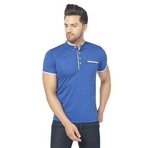 men39s cotton blend half sleeve henley t-shirt