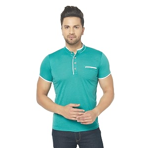 men39s cotton blend half sleeve henley t-shirt