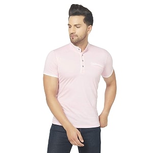 men39s cotton blend half sleeve henley t-shirt