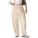 MOOSLOVER Women Linen Lightweight Barrel Pants Drawstring Comfort Casual Lounge Pants Baggy Loose Ankle Pants with Pocket