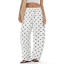 MOOSLOVER Women Linen Lightweight Barrel Pants Drawstring Comfort Casual Lounge Pants Baggy Loose Ankle Pants with Pocket