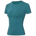 Moozava Women's Compression Shirt Short Sleeve Workout Tops Athletic T-Shirts Base Layer for Gym Running Yoga Sports