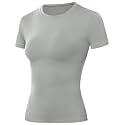 Moozava Women's Compression Shirt Short Sleeve Workout Tops Athletic T-Shirts Base Layer for Gym Running Yoga Sports