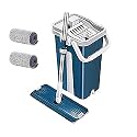 Mop for Floor Cleaning | Flat Mop with Bucket | 1+1 Super-Absorbent Microfiber Pads | Blue