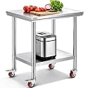 VEVOR Stainless Steel Work Table 30 x 24 x 33 Inch Prep Tables 4 Caster