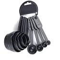 8 Pcs Plastic Measuring Spoons and Cups Set Measuring Cup Set - Black