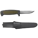 Morakniv Craftline Basic 511 High Carbon Steel Blade Utility Knife & Combi-Sheath, 3.6", Black/Military Green