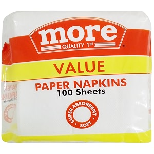 more quality 1st value paper napkins - 30x30cm 1 ply 100 pieces pack