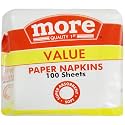 More Quality 1st Value Paper Napkins - 30x30cm (1 Ply), 100 Pieces Pack