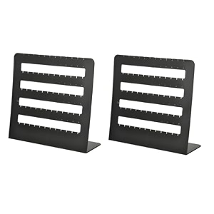 morel jewel black plastic earring organizers with 48 holes perfect for studs earringhanging display storage stand for showroom exhibition room decoration pack 2 earing-stand-big-black-pack2