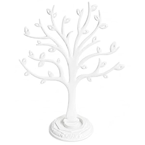 morel jewel tree plastic earring organizers - earring holder with 29 holes for studs earringhanging earrings display storage stand - white with plastic base