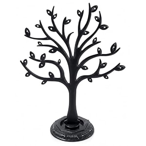 morel jewel tree plastic earring organizers - earring holder with 29 holes for studs earringhanging earrings display storage stand - black with plastic base