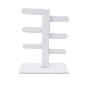 morel jewels earring organizer - earring holder with 24 holes for studs earrings display storage stand white with acrylics base