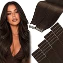 Moresoo Injected Tape in Hair Extensions Remy Human Hair Brown 14 Inch 40g