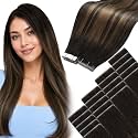 Moresoo Seamless Injected Tape in Hair Extensions Brown Blonde 16 Inch