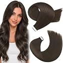 Moresoo Tape in Extensions Human Hair Smoky Brown Black 12in 20Pcs 30g