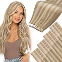 Moresoo Tape in Hair Extensions Human Hair Warm Beige Blonde 24 Inch 50g