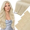 Moresoo Tape in Hair Extensions Remy Human Hair Light Blonde 22 Inch 50g