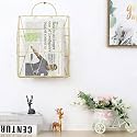 Metal Wire basket Magazine Holder Wall Mounted Hanging Newspaper Book Stand table bakset Decorative File Storage Organizer for Table Desk Home Office Decor (Gold)