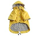 Morezi Dog Zip Up Raincoat with Reflective Buttons, Rain/Water Resistant, Adjustable Drawstring, Removable Hood, Raincoats with Legs 8lbs to 80lbs Available - Yellow - XL