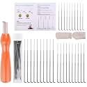 Morfen 30 Pcs Wool Felting Needles, 3 Sizes with Wooden Handle, DIY Wool Felting Kit