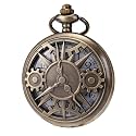 MORFONG Mens Womens Pocket Watch Quartz Movement Fob Watches Vintage Steampunk, Blue Bronze Case (Bronze2)