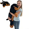 MorisMos Black Dachshund Stuffed Animal Body Pillow, 39-Inch Long Plush Weiner Dog Pillow for Dog Lovers, Soft Embroidered Lazy Eyes Sausage Dog Cuddle Pillow for Couch &amp; Bed