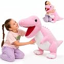 MorisMos Dinosaur Stuffed Animal, 31.5-Inch Pink T-Rex Plush Toy for Girls