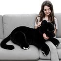 MorisMos Giant Black Panther Stuffed Animal Pillow, 30" Extra Large Stuffed Black Panther Toy for Kid & Adult, Realistic Big Safari Animal Jaguar Plush for Christmas Birthday Jungle Party Decor